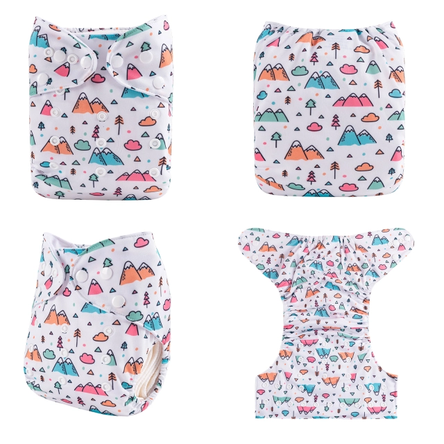 ALVABABY One Size Positioning Printed Cloth Diaper-(YDP155A)