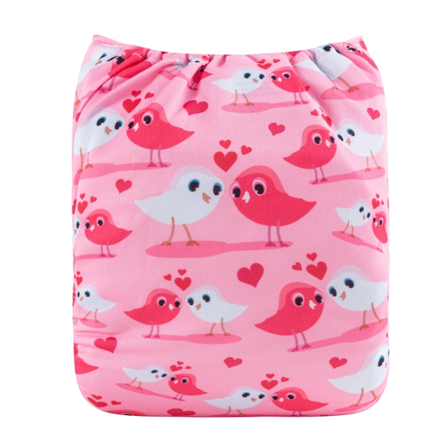 ALVABABY One Size Positioning Printed Cloth Diaper-Birds(YDP151A)