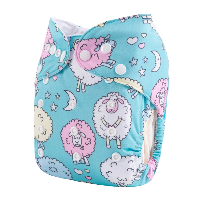 ALVABABY One Size Positioning Printed Cloth Diaper-Sheeps(YDP153A)