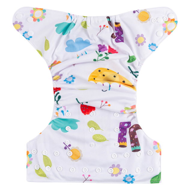 ALVABABY One Size Positioning Printed Cloth Diaper-Flower(YDP154A)