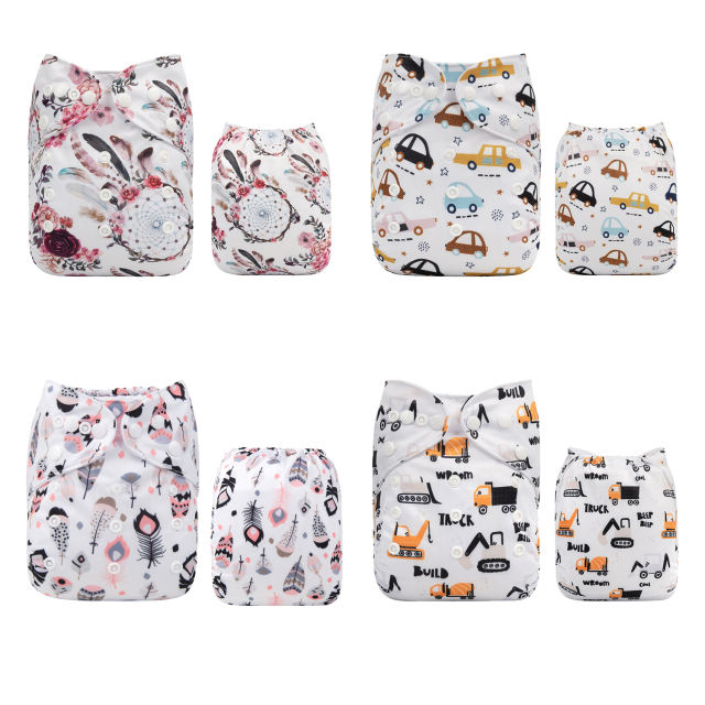 (All Packs)ALVABABY 4PCS Diapers with 4 Microfiber inserts
