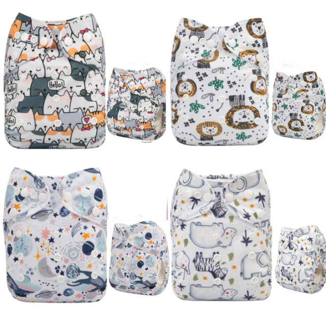 (All Packs)ALVABABY 4PCS Diapers with 4 Microfiber inserts