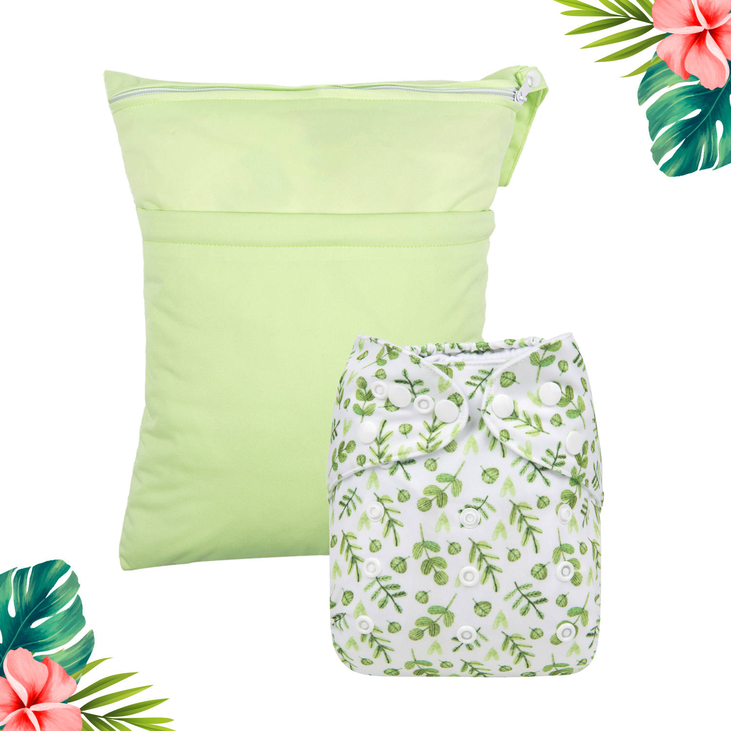 (All Packs) ALVABABY 1 Cloth Diaper with 1 Diaper Wet Dry Bag Set for Baby Boys and Girls