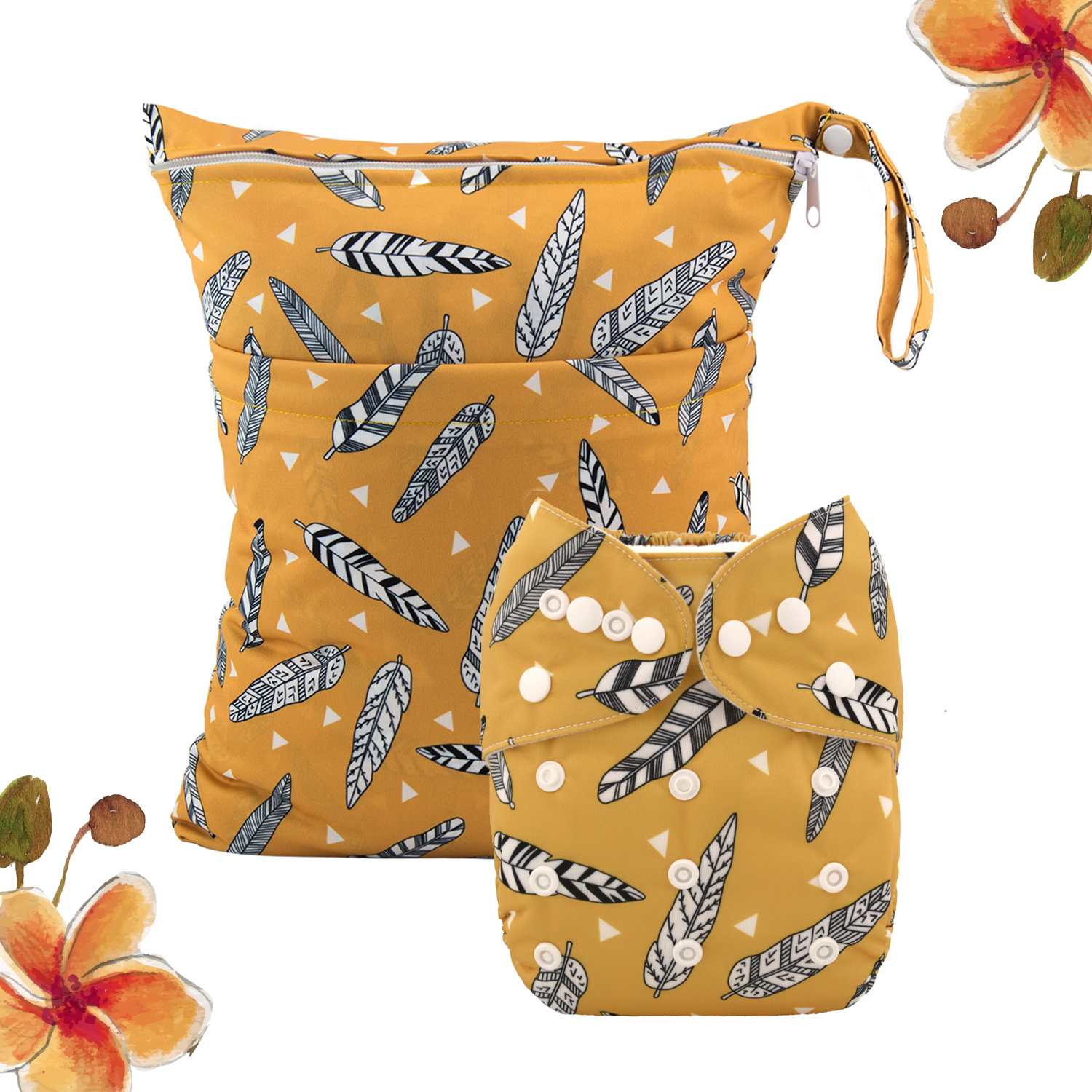 (All Packs) ALVABABY 1 Cloth Diaper with 1 Diaper Wet Dry Bag Set for Baby Boys and Girls