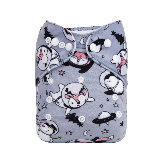 ALVABABY One Size Minky Print Pocket Cloth Diaper -(M41A)