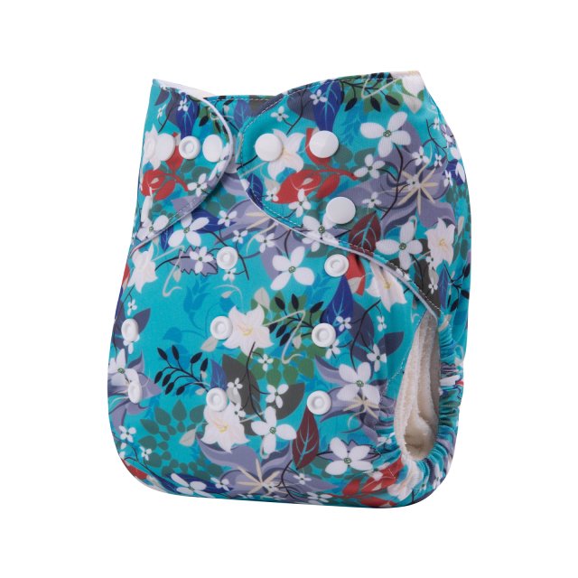 ALVABABY One Size Print Pocket Cloth Diaper- Leaves(H405A)