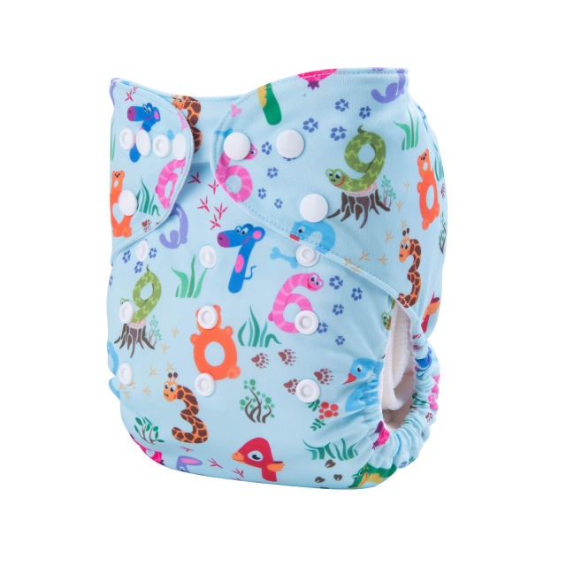 ALVABABY One Size Positioning Printed Cloth Diaper-number(YDP158A)