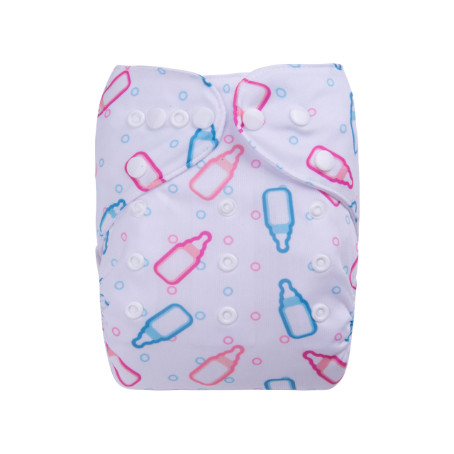 ALVABABY One Size Print Pocket Cloth Diaper- Baby's bottle(H406A)