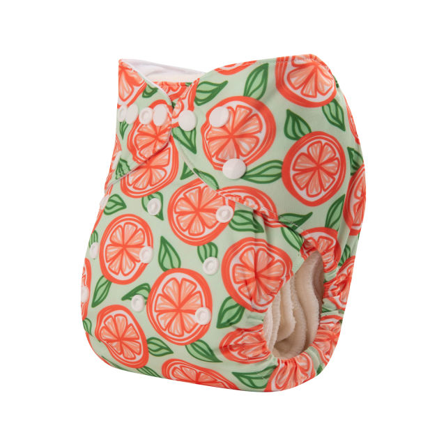 ALVABABY One Size Print Pocket Cloth Diaper- Orange(H407A)