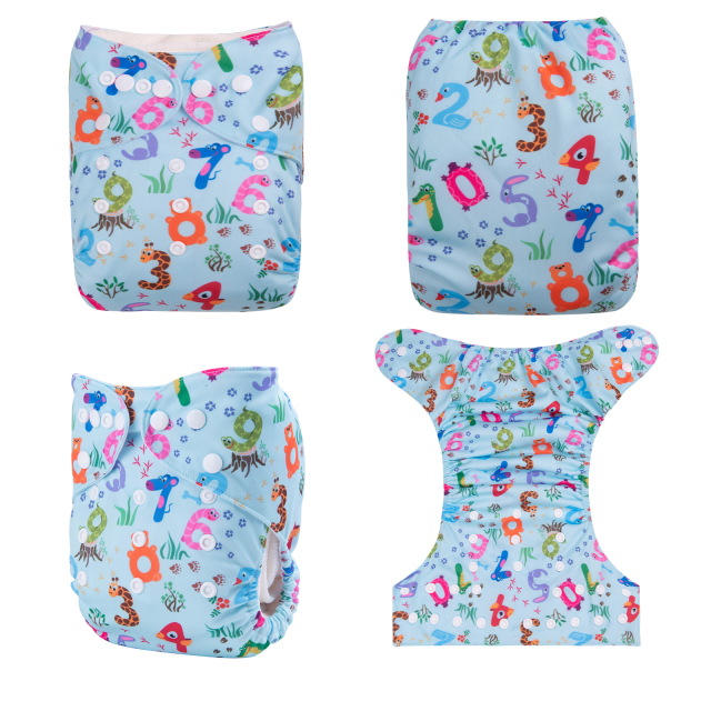 ALVABABY One Size Positioning Printed Cloth Diaper-number(YDP158A)