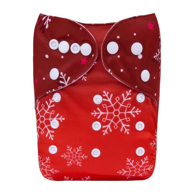 ALVABABY Christmas One Size Positioning Printed Cloth Diaper -red(QD70A)