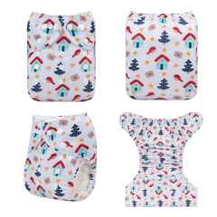 ALVABABY Christmas One Size Positioning Printed Cloth Diaper -(QD77A)