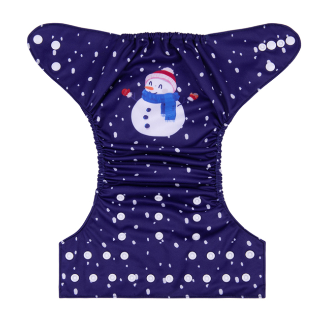 ALVABABY Christmas One Size Positioning Printed Cloth Diaper -Snowman(QD79A)