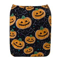 ALVABABY Halloween One Size Positioning Printed Cloth Diaper -Pumpkin(QD63A)