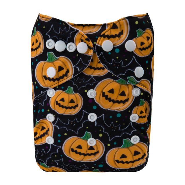 ALVABABY Halloween One Size Positioning Printed Cloth Diaper -Skeleton(QD63A)