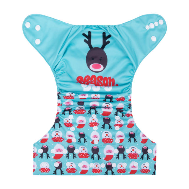 ALVABABY Christmas One Size Positioning Printed Cloth Diaper -(QD75A)