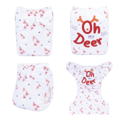 ALVABABY Christmas One Size Positioning Printed Cloth Diaper -Deer(QD72A)