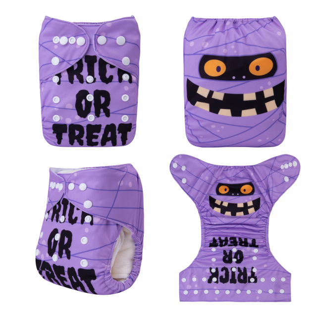 ALVABABY Halloween One Size Positioning Printed Cloth Diaper -(QD68A)