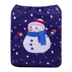 ALVABABY Christmas One Size Positioning Printed Cloth Diaper -Snowman(QD79A)