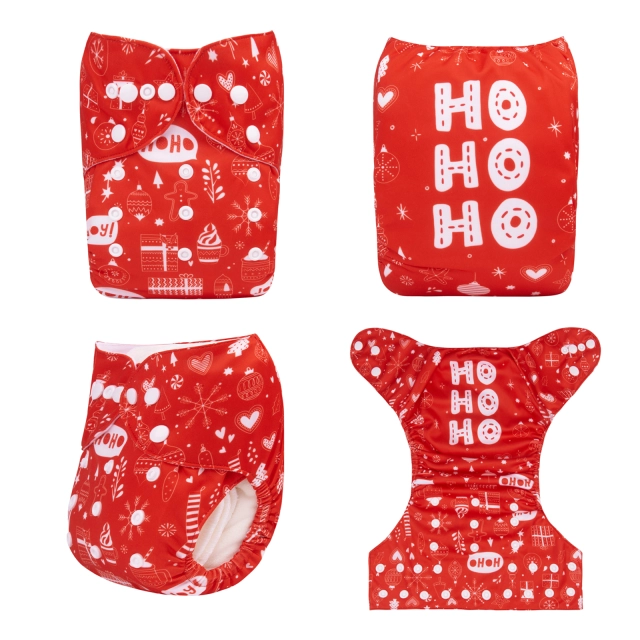 ALVABABY Christmas One Size Positioning Printed Cloth Diaper -(QD73A)