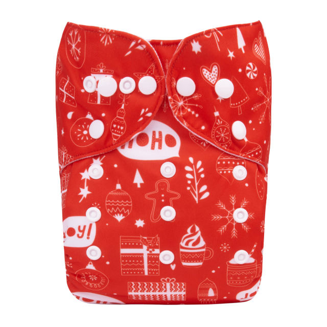 ALVABABY Christmas One Size Positioning Printed Cloth Diaper -(QD73A)