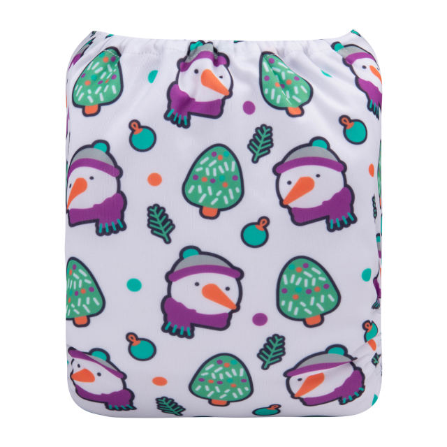 ALVABABY Christmas One Size Positioning Printed Cloth Diaper -Snowman(QD78A)