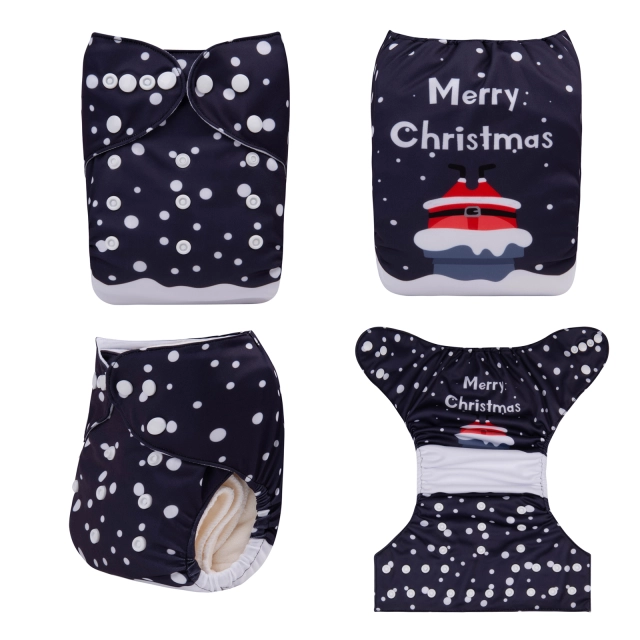 ALVABABY Christmas One Size Positioning Printed Cloth Diaper -(QD71A)