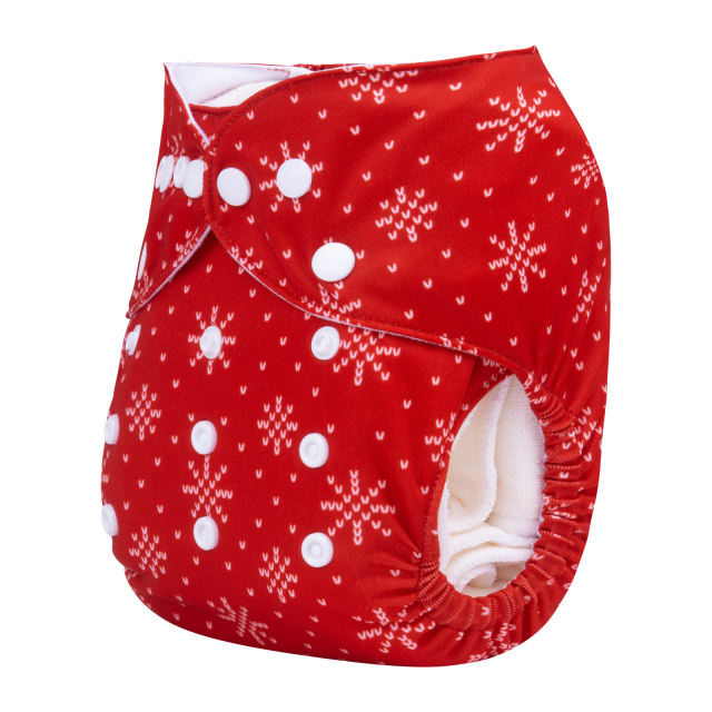 ALVABABY Christmas One Size Positioning Printed Cloth Diaper -(QD77A)