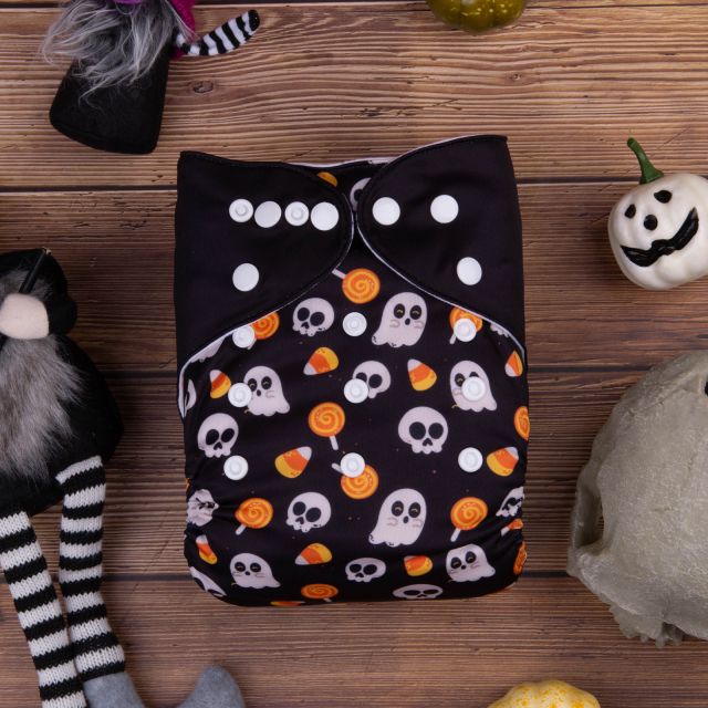 ALVABABY Halloween One Size Positioning Printed Cloth Diaper -(QD65A)