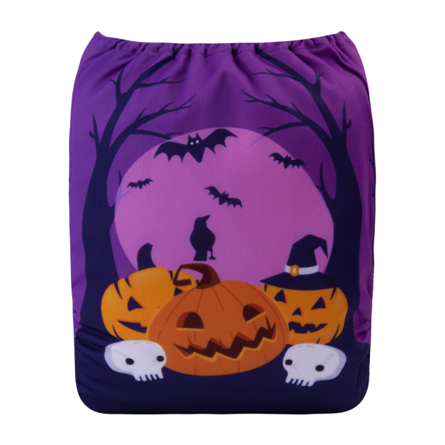 ALVABABY Halloween One Size Positioning Printed Cloth Diaper -(QD66A)