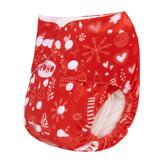 ALVABABY Christmas One Size Positioning Printed Cloth Diaper -(QD73A)