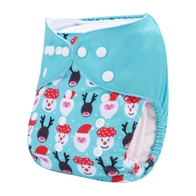 ALVABABY Christmas One Size Positioning Printed Cloth Diaper -(QD75A)