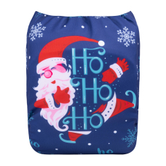 ALVABABY Christmas One Size Positioning Printed Cloth Diaper -Santa Claus(QD74A)