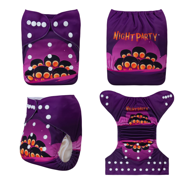 ALVABABY Halloween One Size Positioning Printed Cloth Diaper -(QD64A)