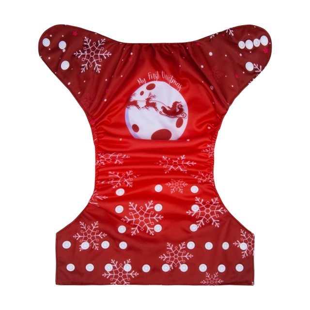 ALVABABY Christmas One Size Positioning Printed Cloth Diaper -red(QD70A)