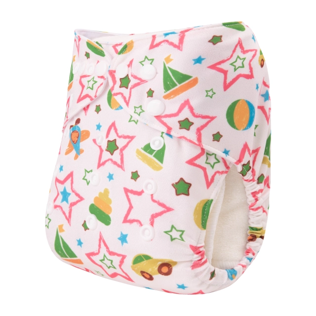 ALVABABY One Size Positioning Printed Cloth Diaper-Stars(YDP160A)