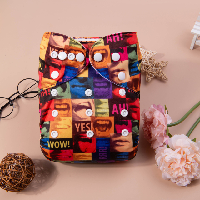 ALVABABY One Size Positioning Printed Cloth Diaper-(YDP159A)