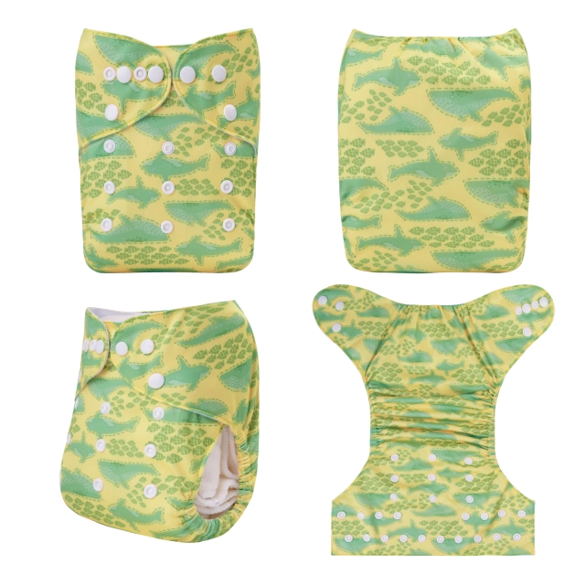 ALVABABY One Size Print Pocket Cloth Diaper- Dinosaur(H410A)