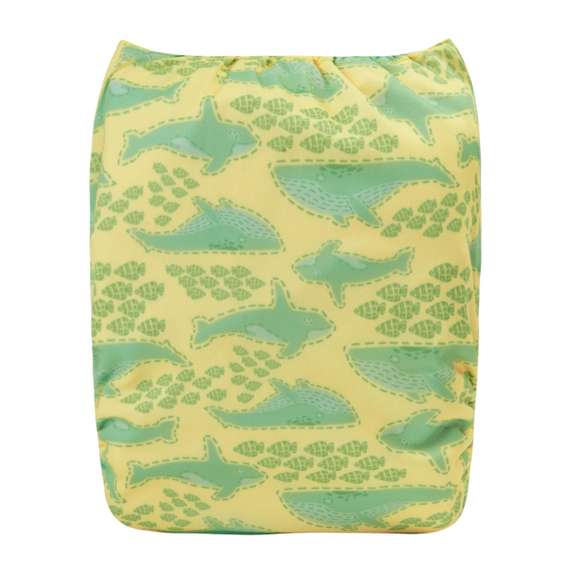 ALVABABY One Size Print Pocket Cloth Diaper- Dinosaur(H410A)