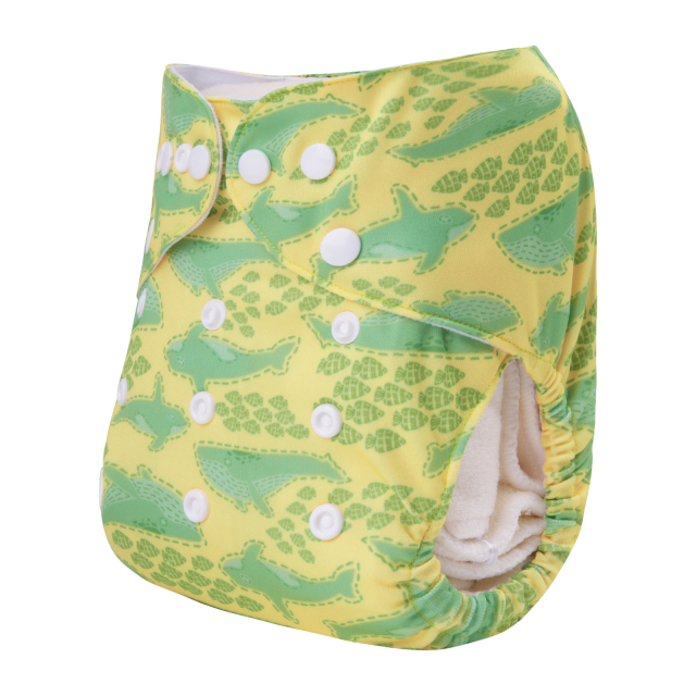 ALVABABY One Size Print Pocket Cloth Diaper- Dinosaur(H410A)