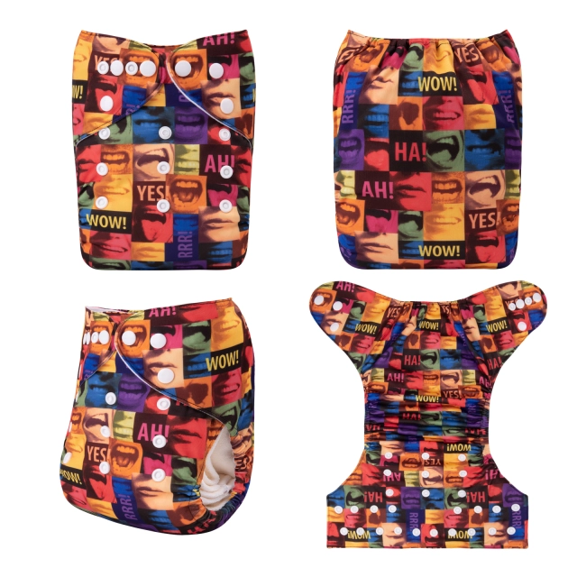 ALVABABY One Size Positioning Printed Cloth Diaper-(YDP159A)