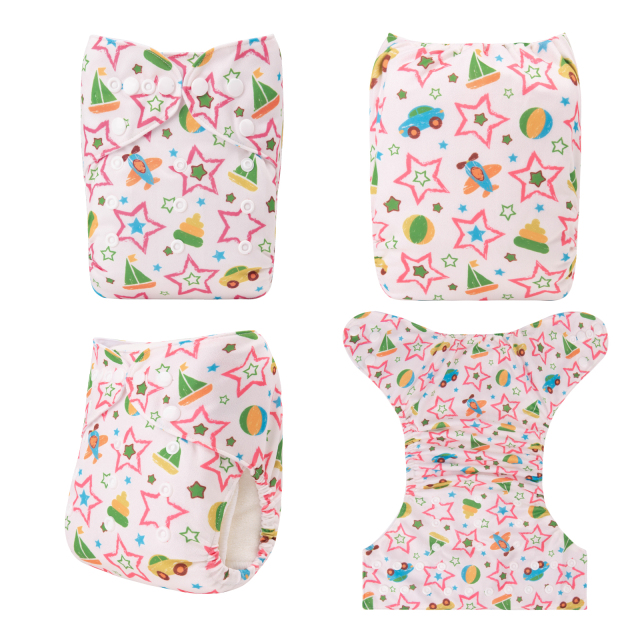 ALVABABY One Size Positioning Printed Cloth Diaper-Stars(YDP160A)