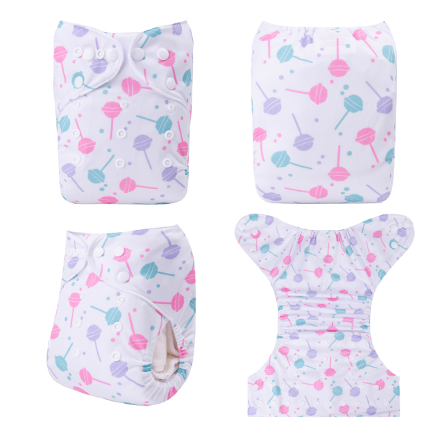 ALVABABY One Size Print Pocket Cloth Diaper- Lollipops(H408A)