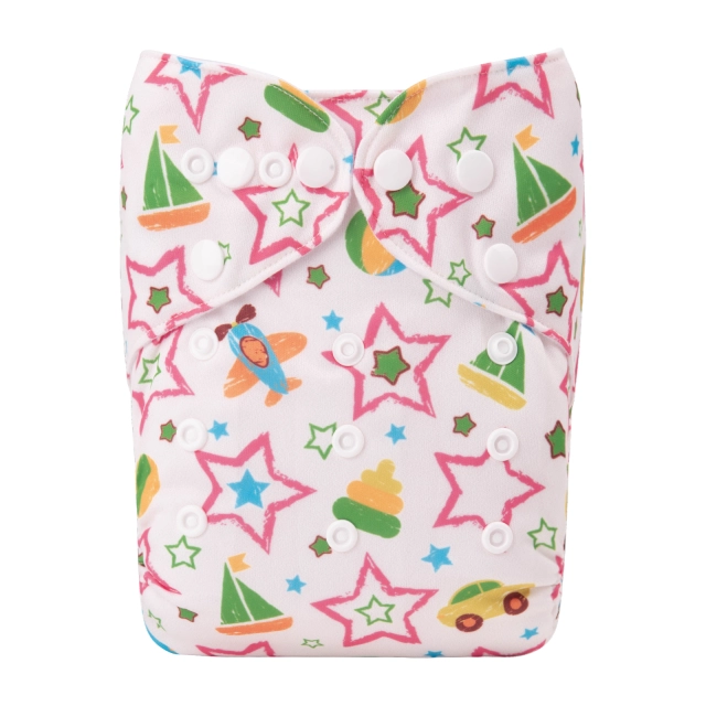 ALVABABY One Size Positioning Printed Cloth Diaper-Stars(YDP160A)