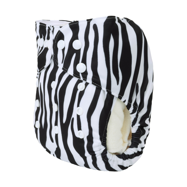 ALVABABY One Size Print Pocket Cloth Diaper- Zebra(H415A)