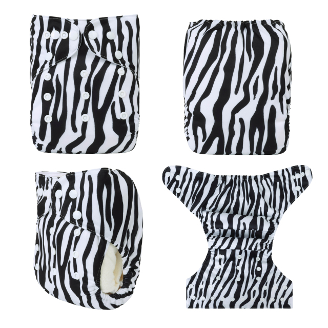 ALVABABY One Size Print Pocket Cloth Diaper- Zebra(H415A)