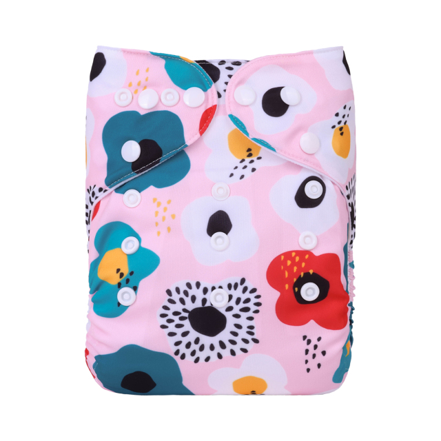 ALVABABY One Size Print Pocket Cloth Diaper- Flowers(H413A)