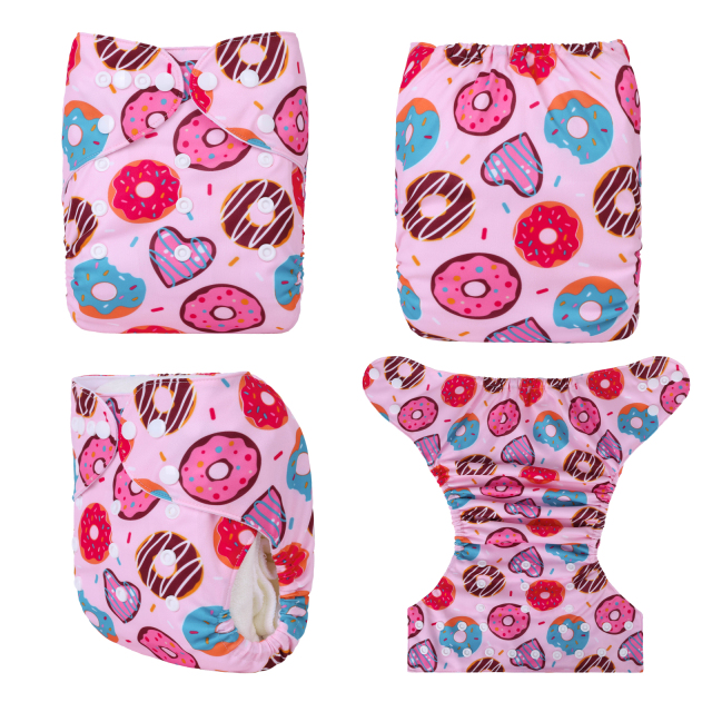 ALVABABY One Size Print Pocket Cloth Diaper- Donut(H414A)