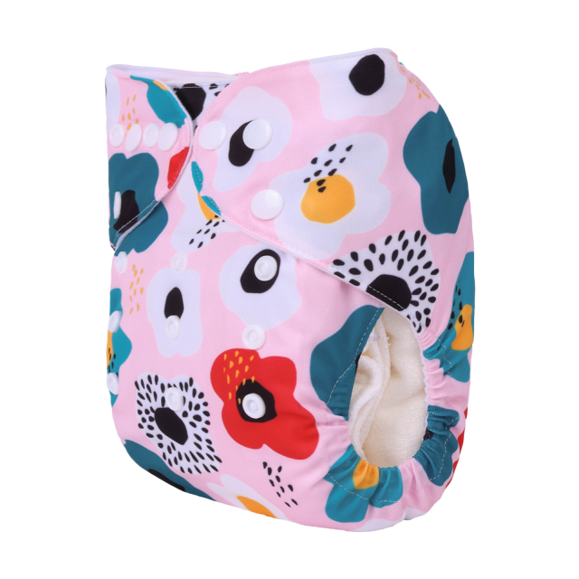 ALVABABY One Size Print Pocket Cloth Diaper- Flowers(H413A)