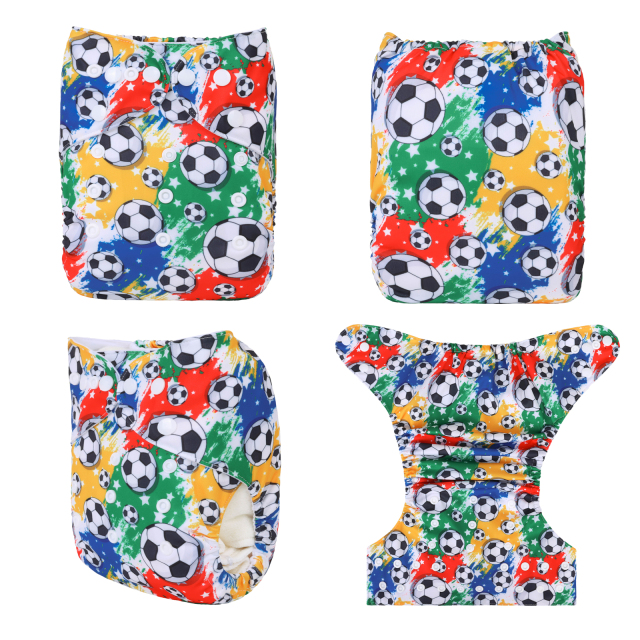 ALVABABY One Size Print Pocket Cloth Diaper- Football(H412A)